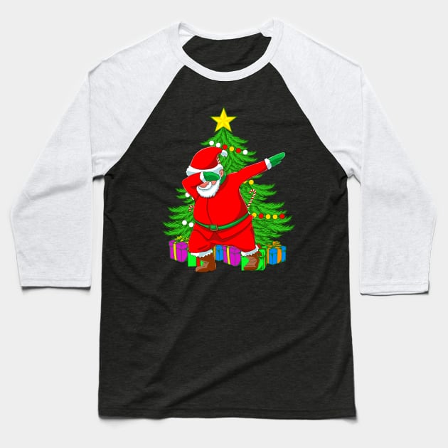 Dab Santa Christmas Tree Dabbing St Nicholas Xmas Baseball T-Shirt by TheAparrelPub